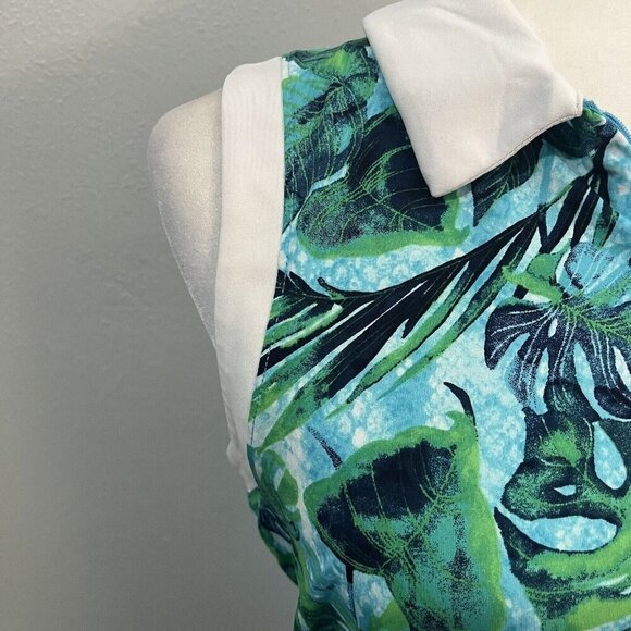 Tommy Bahama Golf Tropical Print Sleeveless Zip Front Polo Shirt Size M - Picture 5 of 9